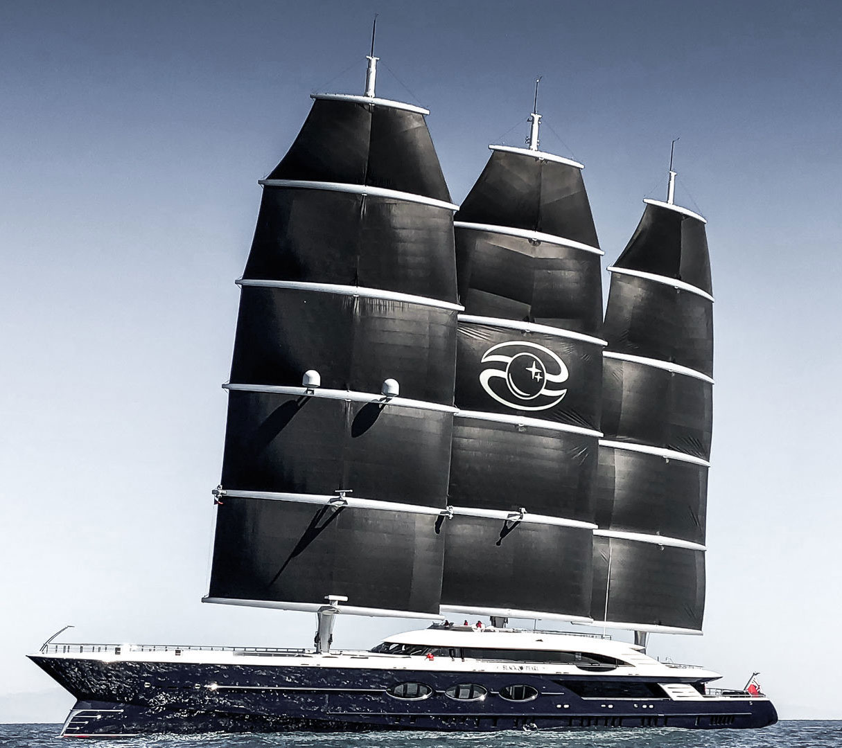 Superyacht Black Pearl pictured sailing